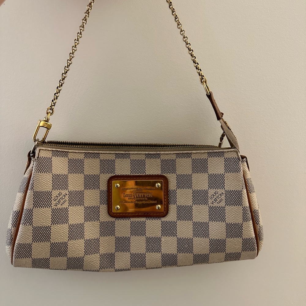 LOUIS VUITTON DAMIER AZUR EVA shoulder bag checked coated natural Vachetta